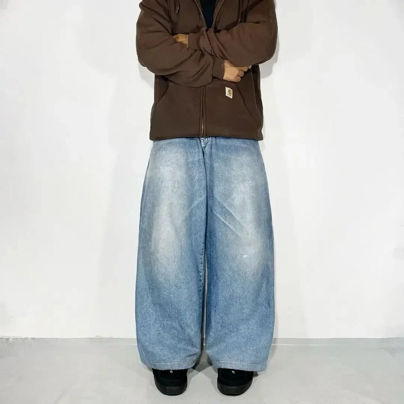 american y2k new fashion pattern embroidered spot straight jeans men street hip hop retro loose wide leg pants couple punk jeans unique jeans style 2915