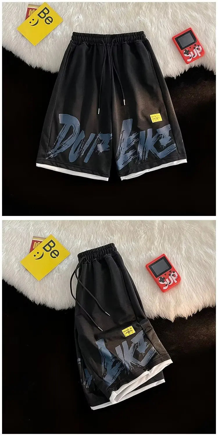 2024 mens casual shorts hip hop streetwear male gyms loose short pants joggers streetwear pants korean fashion men shorts unique joggers style 1915