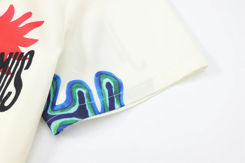 24SS Vintage Retro Starfish Direct Print High-Street Casual Beach Style Quality Short Sleeve Shirt