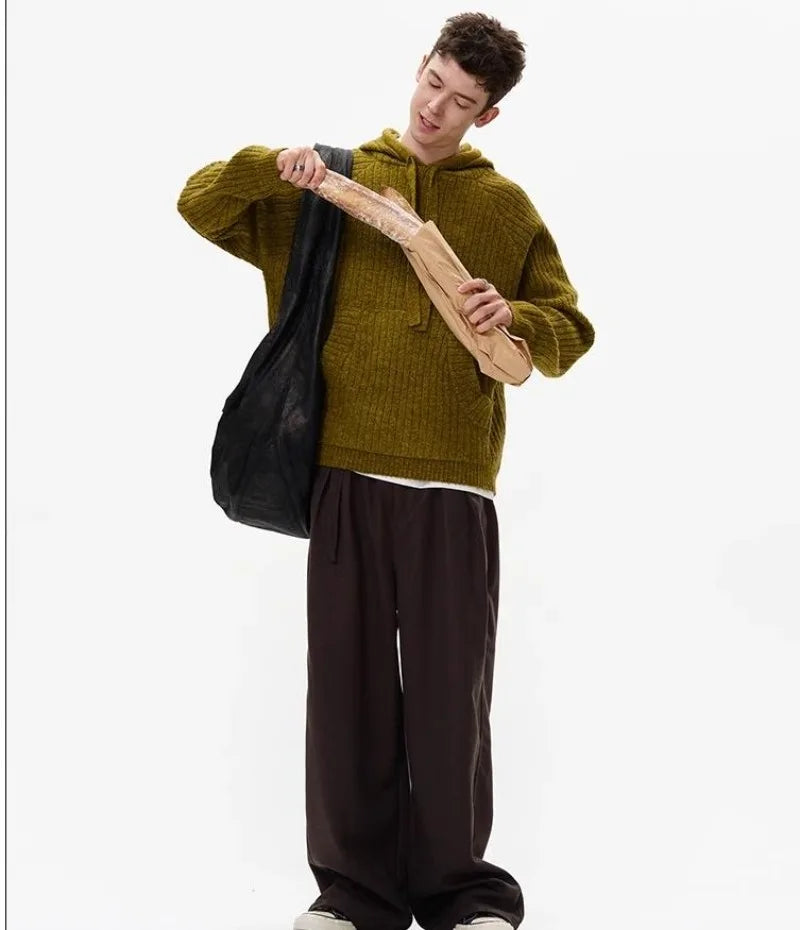 grunge fire sweater, streetwear drip, cozy knitwear for men, oversized grunge aesthetic winter top