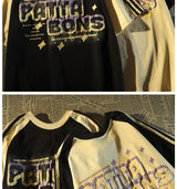 Y2k Oversized shirt – American Summer Trend Personalized Letter Print Raglan Short