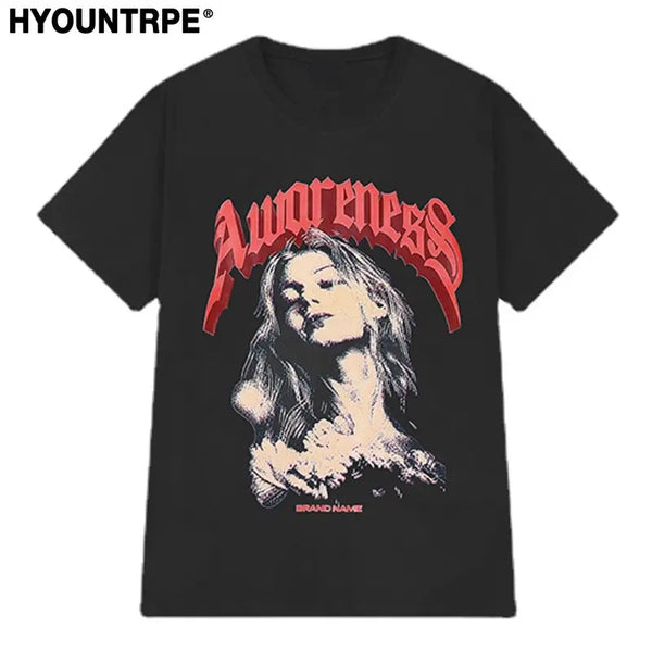 Anime Aesthetic piece – Anime Women Printed T Shirt Hip Hop Streetwear Mens Oversize