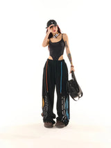 high street hiphop black wide leg waist pants women spring american loose straight casual y2k pants streetwear women sweatpants relaxed fit joggers