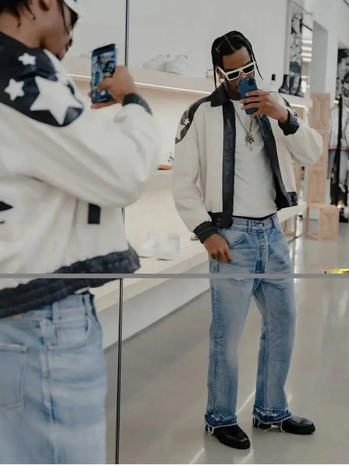 kanye west heavy industry high street jeans straight tube washed knives cut ground edges sagging jeans pants holes for men unique jeans style 2022