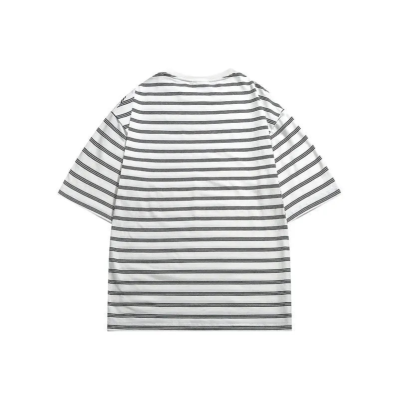 Gothic Vintage print – Summer Striped Short Sleeved New Japanese Casual Cotton Loos