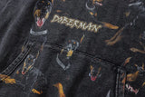 Vintage Men Hoodie Sweatshirt Y2K Doberman Dog Animal Print Punk Goth