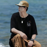 Skatercore Vintage anime – Kawaii Whale Tail Print T Shirt Men Hip Hop Fashion Cotton G