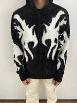 mens hooded cardigan sweater fashion harajuku pattern streetwear hip hop zipper warm knitted sweaters hood coats unisex jumpers - gothic aesthetic hoodie for winter, trendy hip hop fashion hoodie, 2025 streetwear drop