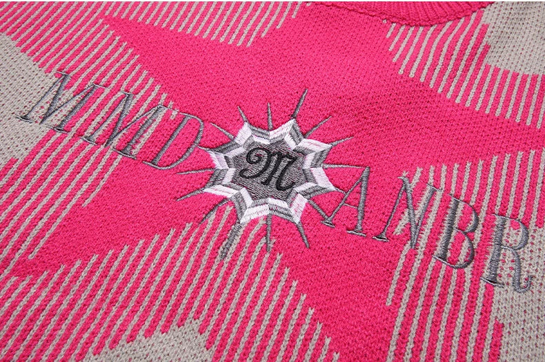 stars knitted sweater unisex harajuku letter embroidery sweater casual pink color pullover streetwear sweaters jumpers knitwear high quality cotton pullover, urban wear with bold artwork, oversized graphic print design