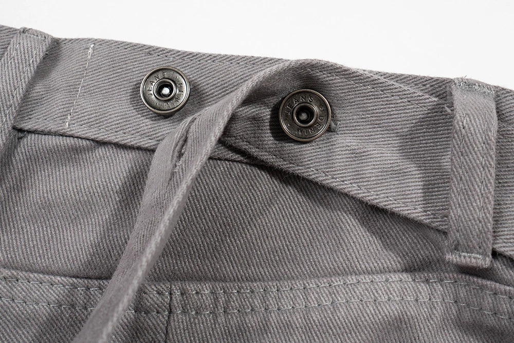 streetwear big pockets sashes pleated baggy jeans for men and women washed straight casual cargo pants oversize denim trousers 1 unique cargo style 81