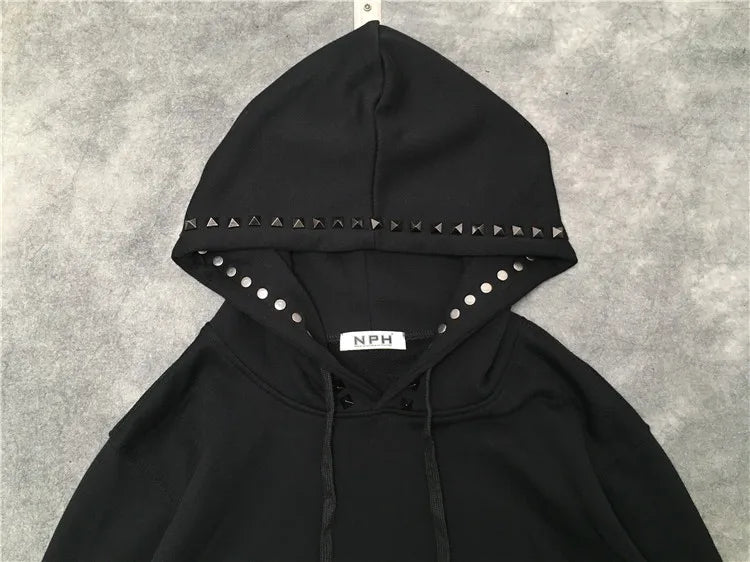 New Luxury Men Novelty Metal Rivets Hoodies Hoody Hooded Sweatshirts V