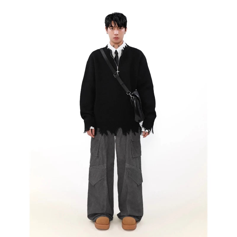layered flame street knit, photo-ready knit, trendy urban fashion top for men, layered streetwear look