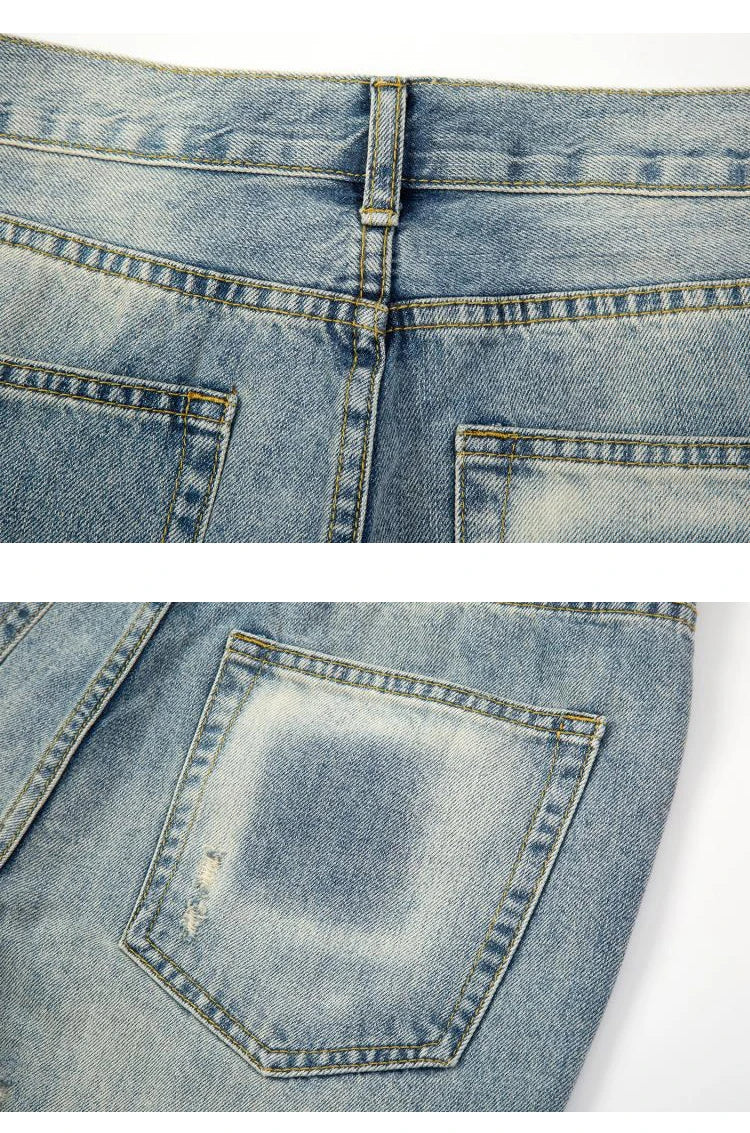 original tie dyed ripped flared denim jean for men streetwear washed hole casual stacked jeans pants mens slim fit jeans 2023 unique jeans style 3757