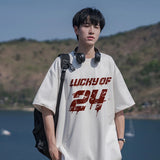 Y2k Vintage anime – Lucky Of 24 Printed Y2K Tshirts Men Fashion Cotton Short Sle