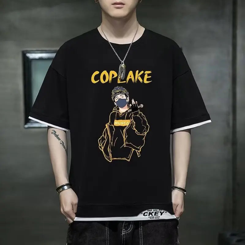 Glitchcore Chrome logo – Hot Summer Mens T Shirt Korean Version Of Harajuku High Stre