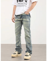 retro striped washed denim jeans flare pants unisex hip hop fashion streetwear harajuku loose straight y2k mens jeans joggers unique joggers style 4385