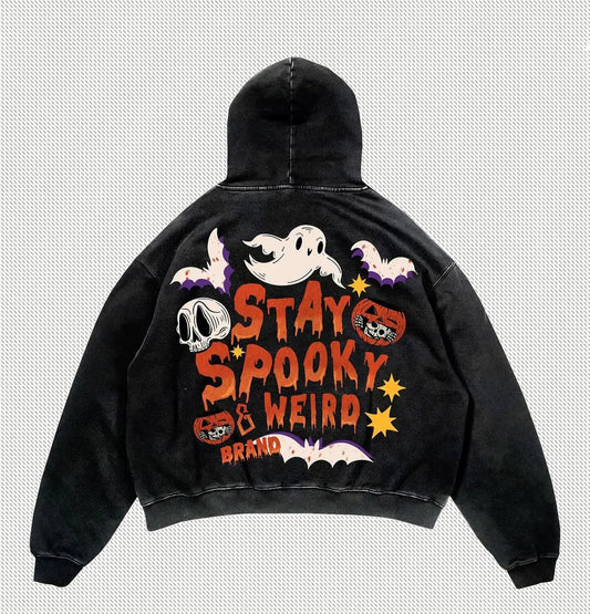 Harajuku Long Sleeved Hooded Sweatshirt New Gothic Halloween Cartoon L
