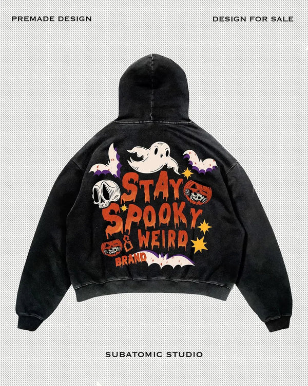 Harajuku Long Sleeved Hooded Sweatshirt New Gothic Halloween Cartoon L