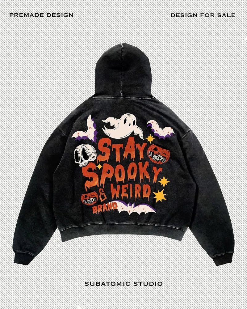 Harajuku Long Sleeved Hooded Sweatshirt New Gothic Halloween Cartoon L
