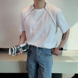 Cyberpunk Graphic tee – Korean Fashion Zipper T Shirt Men Loose Short Sleeve Casual