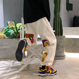 preppy style letter embroidery straight men baggy tracksuit pants y2k clothes sweatpants male drawstring casual long trousers unique joggers style 1088