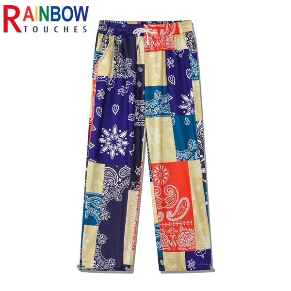 rainbowtouches 2022 brand mens casual pants high street bandana printing loose straight men hawaii fashion mens trousers unisex urban fashion pants