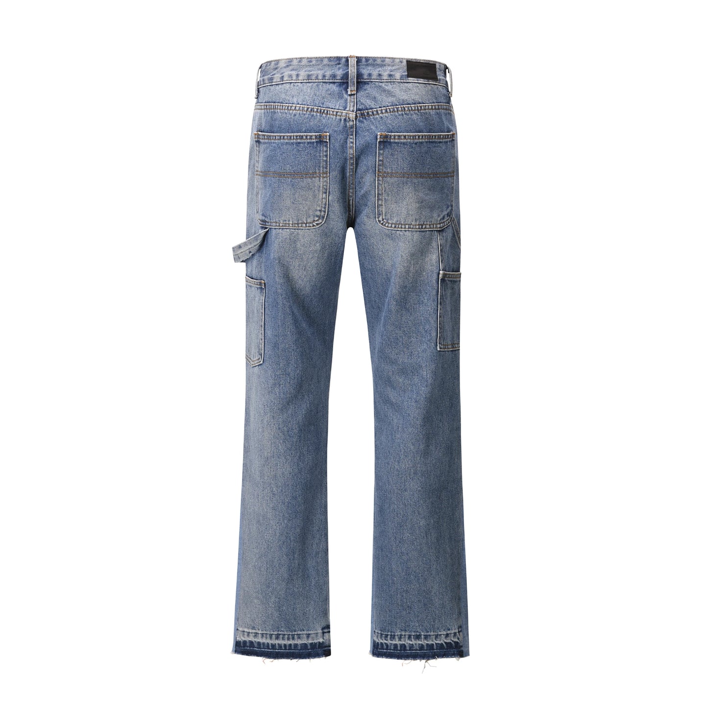 high street fashion contrast straight tube micro flared jean horn pant washing mens tassel vintage patchwork wide denim jeans unique jeans style 5003