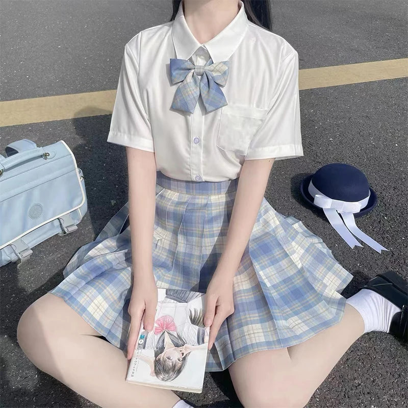 Jk Uniforms Gyaru School Uniform for Girl Student Pleated Skirt Uniform Set Women Short Sleeve Bow Tie Seifuku Japanese Style