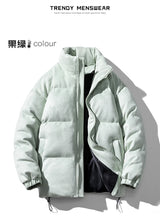 Streetwear Men's Winter Harajuku Fashion Jacket Parkas Bubble Jacket Oversize Warm Solid Coat Faux Suede Puffer Jacket