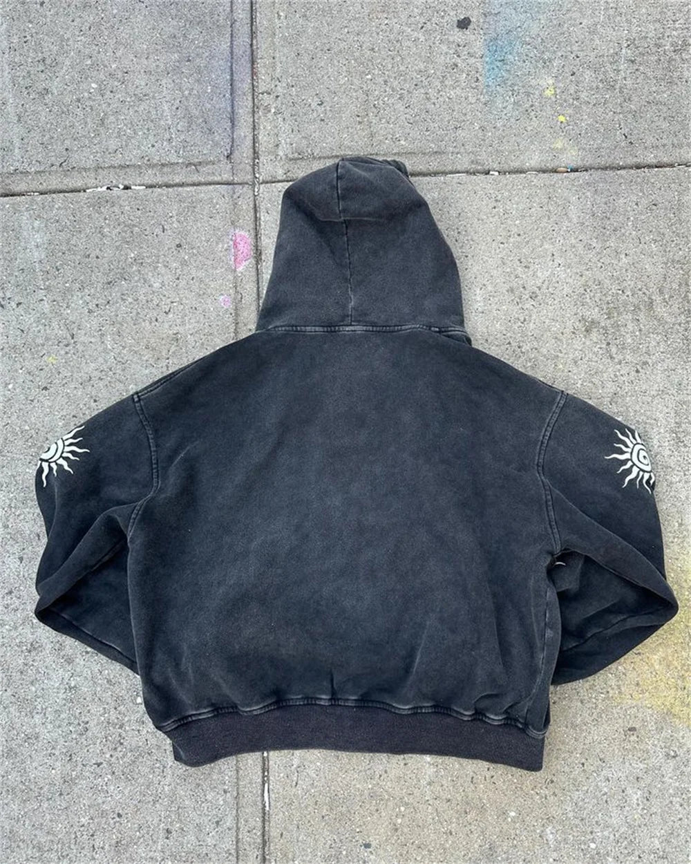 Street Retro Clothing Men Flame Print Oversized Sweatshirt Women Y2K G