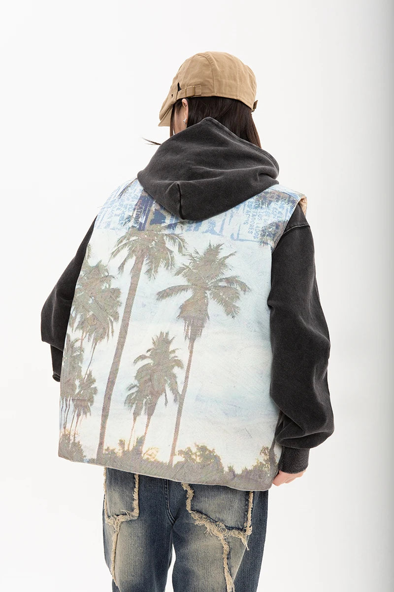 hip hop loose jacket vest unisex casual cotton padded vests mens harajuku streetwear printed sleveless warm reversible coat n - variant style 7cc9f7 for streetwear fashion