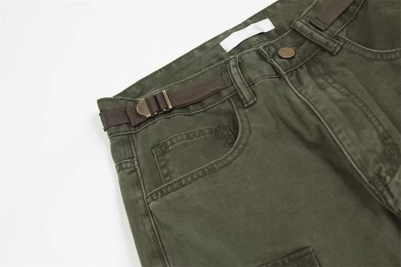 new multi pocket heavy industry washed cargo pants mens high rise loose y2k vintage streetwear oversized straight leg jeans unique cargo style 691