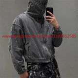 2024 Autumn Winter Vintage Heavy Weight Washed Hooded Long Sleeved Swe