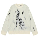 oversized knit pullover, fall/winter fashion, soft knit pullover with flame design, y2k fashion statement