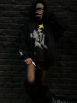 Couples Clothing Top Y2K Super Large Hooded Shirt With Letter Pattern