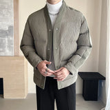 Men's Winter Collarless Woolen Splice Cotton-padded Jacket Men Business Casual Fashion Loose Warm Parkas Coat Thicken Jacket