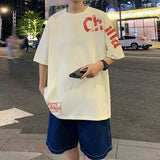 Glitchcore Anime panel – Korean Trendy Letter Printed Short Sleeved T Shirt For Men I