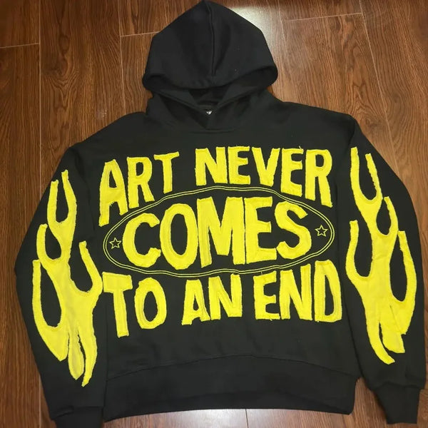 American Fashion Goth Trend Letter Pattern Oversized Hoodie Mens Retro