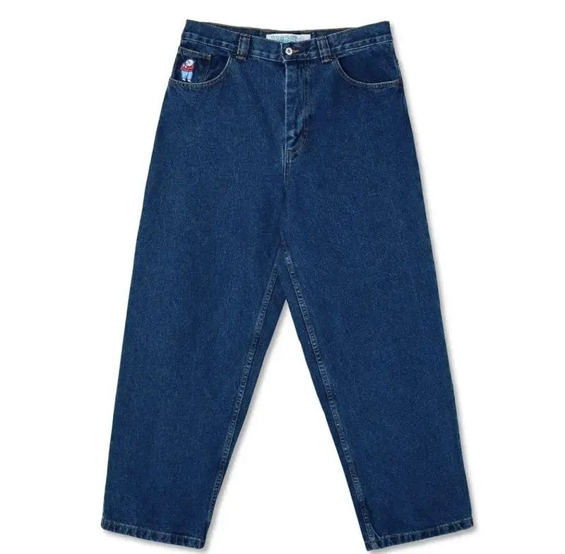 y2k polar skate big boy jeans gothic straight vintage skateboard wide leg denim pants embroidery blue loose jeans men clothing ripped baggy denim