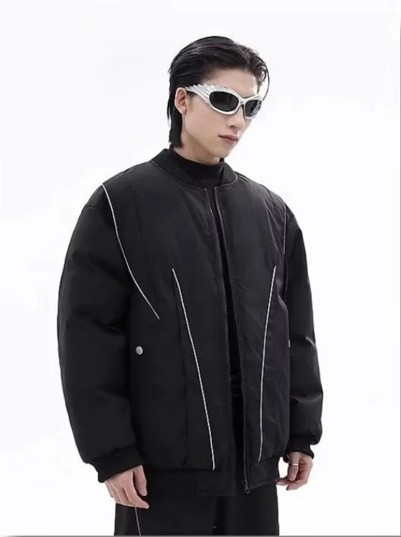 Winter Thickening Flying Baseball Uniform Solid Multi Pocket Simplicity Warm Cotton Jacket 2024 New Streetwear Male Parkas