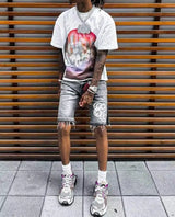 Anime Graphic tee – Y2K Streetwear Gothic Trend Letter Print Letter T Shirt Mens
