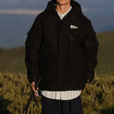 Outdoor Multi Pocket Thicken Man Jacket Winter Retro Warm Camping Cotton-padded Clothes Casual Print Loose Hooded Fashion Coat