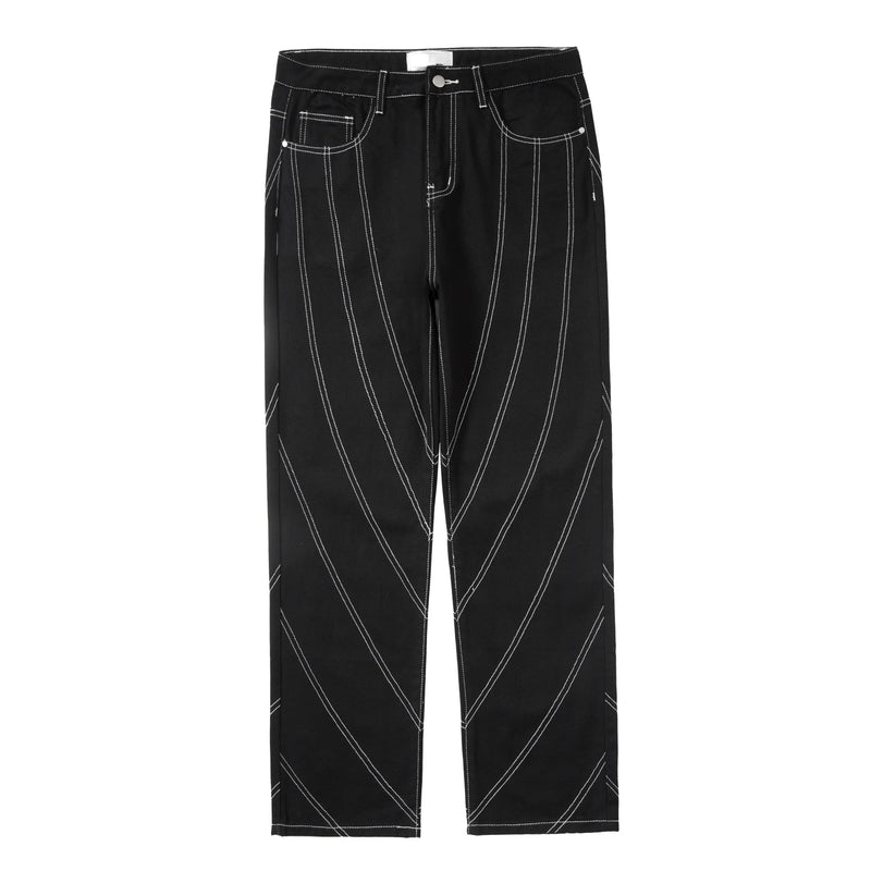 fashion design lines denim jeans mens zipper loose straight trousers hip hop new casual streetwear pants joggers baggy jeans unique joggers style 1439