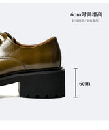 Men Genuine Leather Streetwear Fashion Casual Real Derby Shoes Male Vintage Japan Korean Cityboy Cow Leather High Heels Shoes