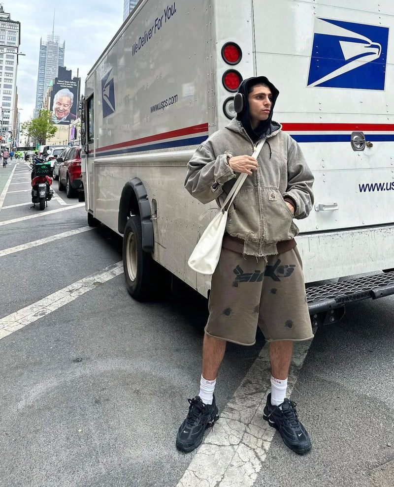 New 2023 Novelty Born From Pain SICKO BULLETPROOF SWEATSHORT Skateboard Street Cotton Casual Shorts Kanye Hip-hop Parkour #414