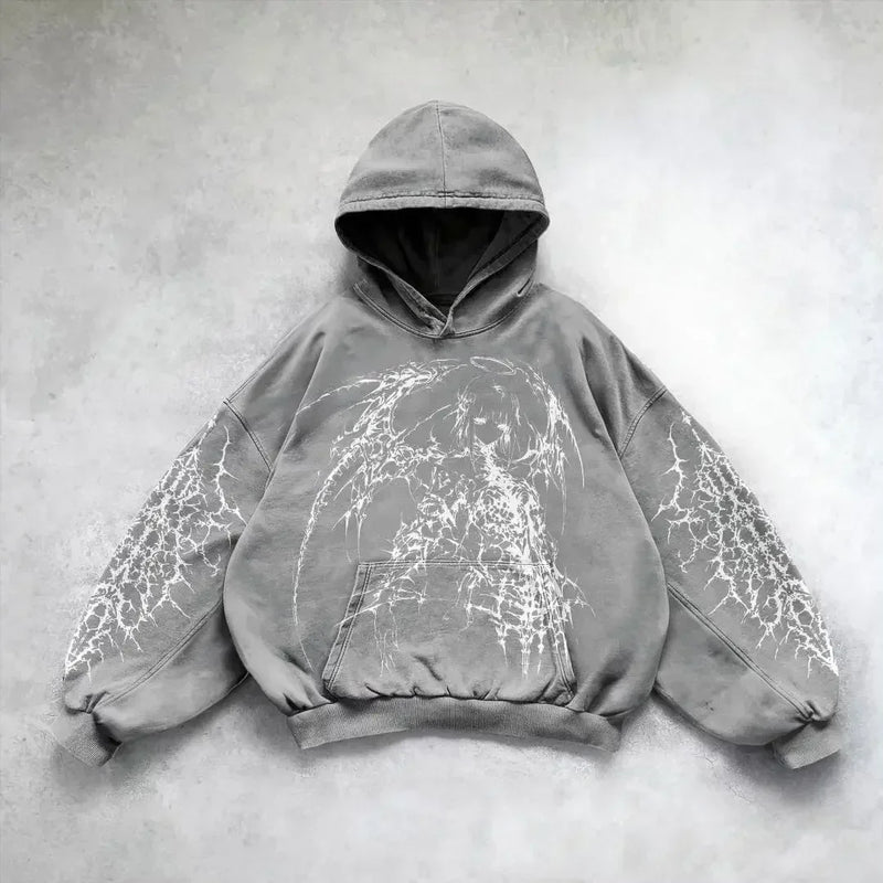 Oversized Sweatshirt Shining Angel Hoodies Women Goth New Couples Goth