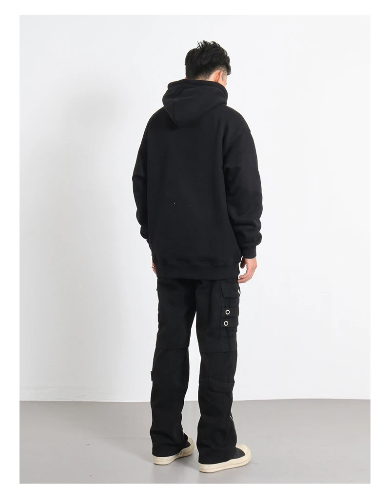 hip hip pants men bottom zipper cargo pants streetwear side pockets harajuku joggers unisex baggy loose straight cotton trousers unique joggers style 3234