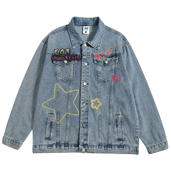 casual unisex hip fashion image quality funny-cat-graphic-denim-jacket-men-hip-hop-streetwear-oversized-harajuku-blue-jeans-jackets-y2k wear style 3383cf style fit material premium urban - essential oversized everyday graphic hop high streetwear print design streetwear design ID 30a6d