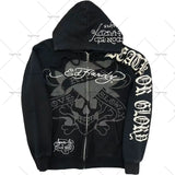 American Fashion Trend Pattern Print Zipper Hoodie Women Y2K New Stree