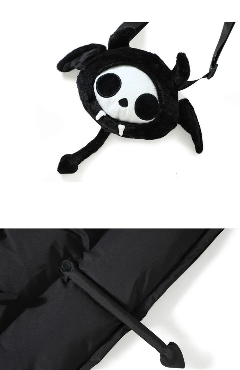 Devil Horn Hooded Jacket Parka with Bag 2023 Winter Streetwear Thick Warm Bubble Padded Coats Harajuku Casual Puffer Jackets